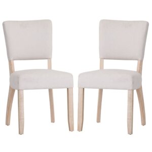 Celina Natural Fabric Dining Chairs With Wooden Frame In Pair