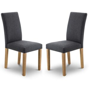 Hays Grey Fabric Dining Chairs With Light Oak Legs In Pair