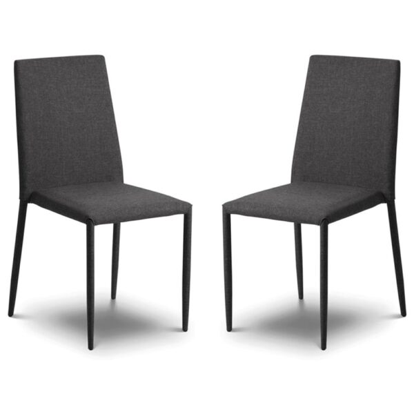 Jarrell Grey Fabric Dining Chairs In Pair