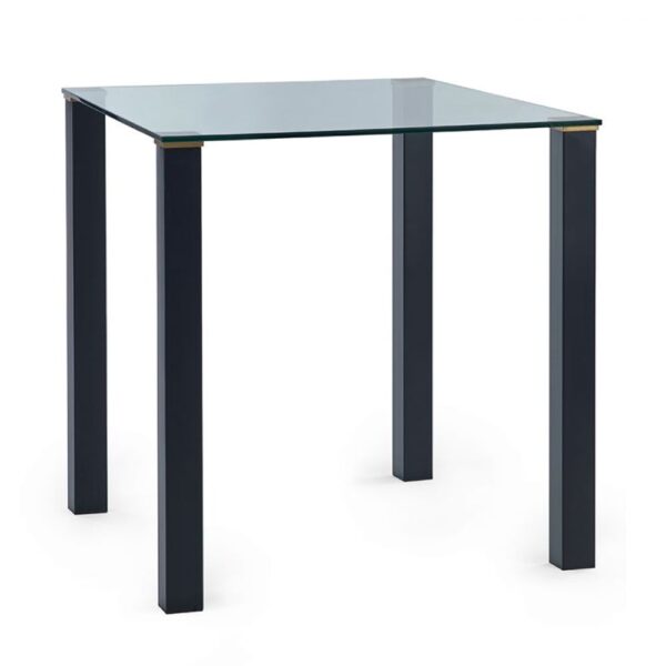 Pasco Clear Glass Dining Table Square With Black Metal Legs