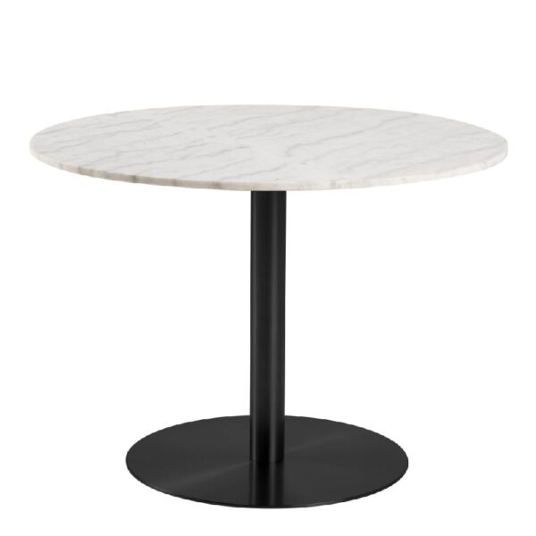 Casey White Marble Dining Table Round With Black Metal Base