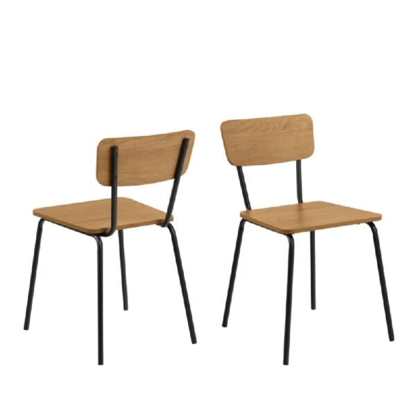 Paoli Oak Wooden Dining Chairs With Black Legs In Pair