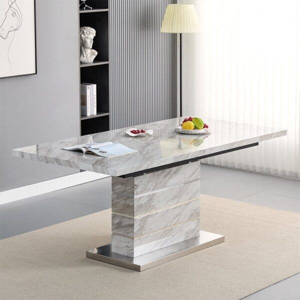 Parini Small Extending Dining Table In Magnesia Marble Effect