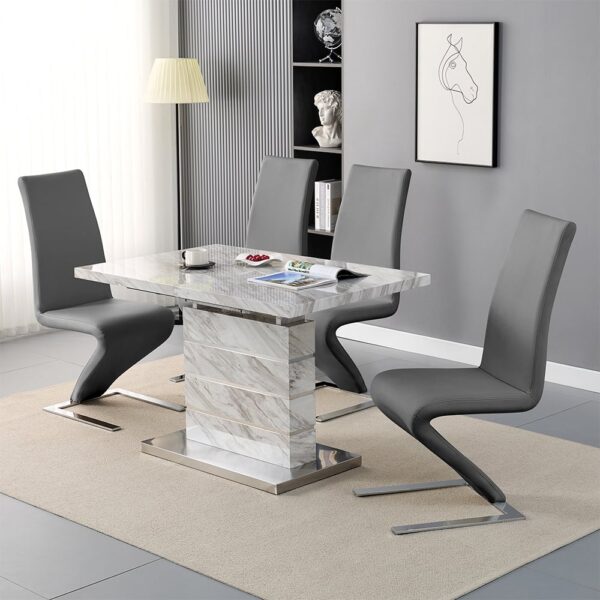 Parini Small Extending Magnesia Dining Table 4 Demi Grey Chairs