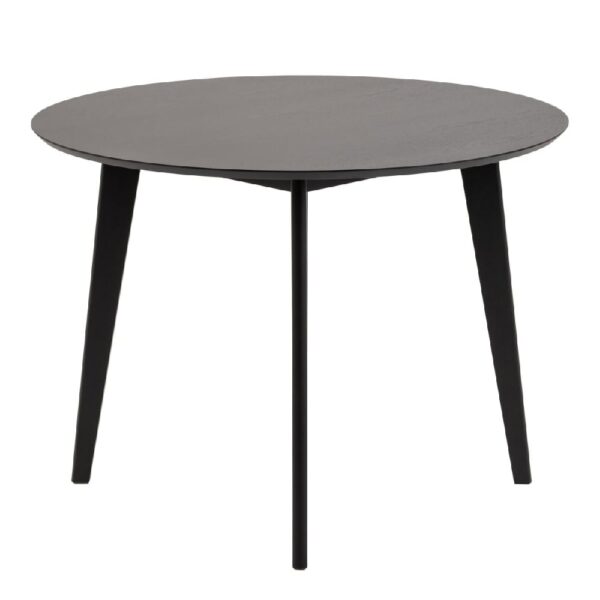 Riga Wooden Dining Table Round Small In Matt Black