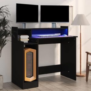 Acampo Wooden Laptop Desk In Black With LED Lights