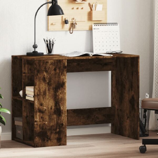 Knutsford Wooden Laptop Desk With 4 Shelves In Smoked Oak