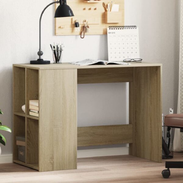 Knutsford Wooden Laptop Desk With 4 Shelves In Sonoma Oak