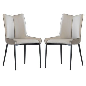 Newark Grey And Light Grey Faux Leather Dining Chairs In Pair