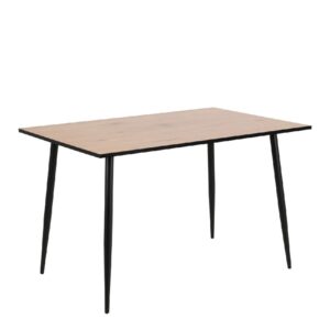 Warren Wooden Dining Table With Black Legs In Oak