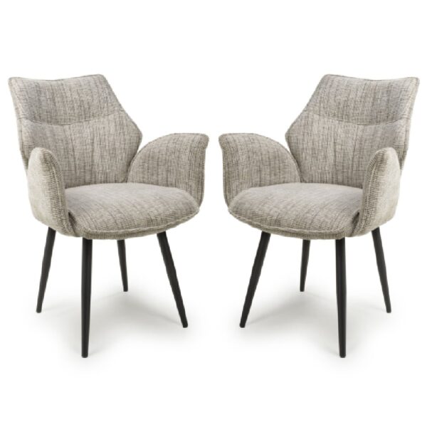 Banff Toffee Fabric Dining Chairs With Black Legs In Pair