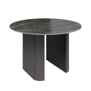 Cadillac Ceramic Round Dining Table In Gloss Grey