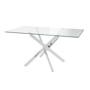 Calve Clear Glass Rectangular Dining Table With Chrome Legs