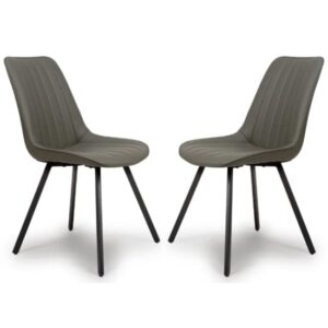 Macia Truffle Faux Leather Dining Chairs In Pair