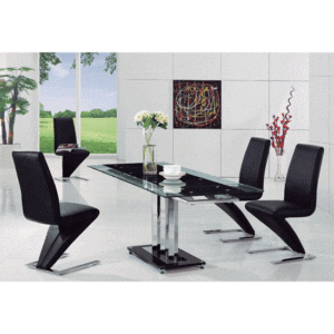 Rihanna Extending Black Glass Dining Table 4 Demi Black Chairs