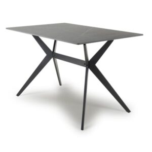 Tarsus Ceramic Dining Table With Metal Legs In Grey