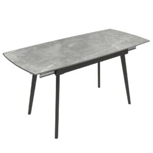 Vacaville Ceramic Pull Out Extending Dining Table In Matte Grey