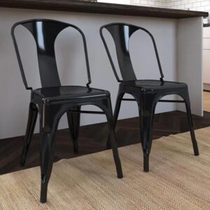 Finns Black Metal Dining Chairs In Pair