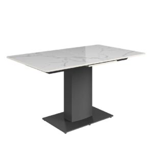 Palisade White Ceramic Extending Dining Table With Grey Base