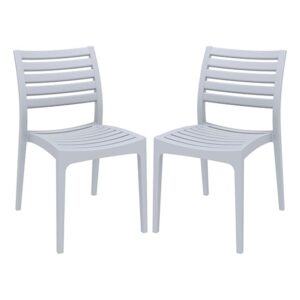 Albany Silver Grey Polypropylene Dining Chairs In Pair