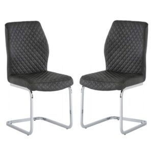 Caprika Grey PU Leather Dining Chair In A Pair