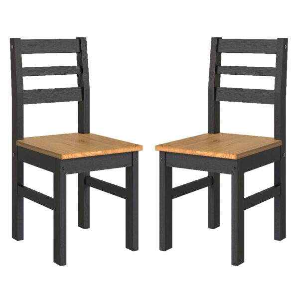 Consett Black And Oak Wooden Dining Chairs In Pair