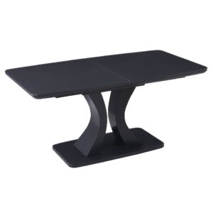 Decatur Glass Small Extending Dining Table In Charcoal