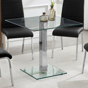 Hartley Clear Glass Top Bistro Dining Table With Glass Base