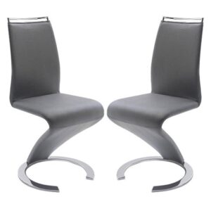 Summer Z Grey Faux Leather Dining Chairs In Pair