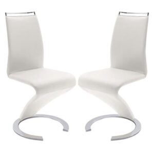 Summer Z White Faux Leather Dining Chairs In Pair