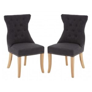 Trento Upholstered Dark Grey Fabric Dining Chairs In A Pair