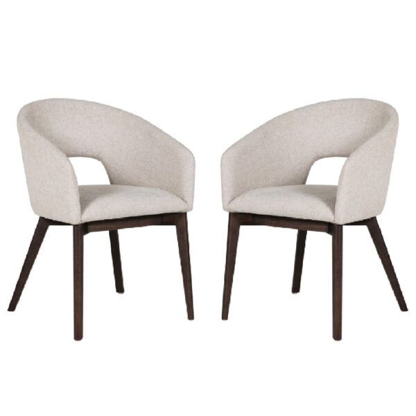 Adria Natural Fabric Dining Chair With Oak Legs In Pair