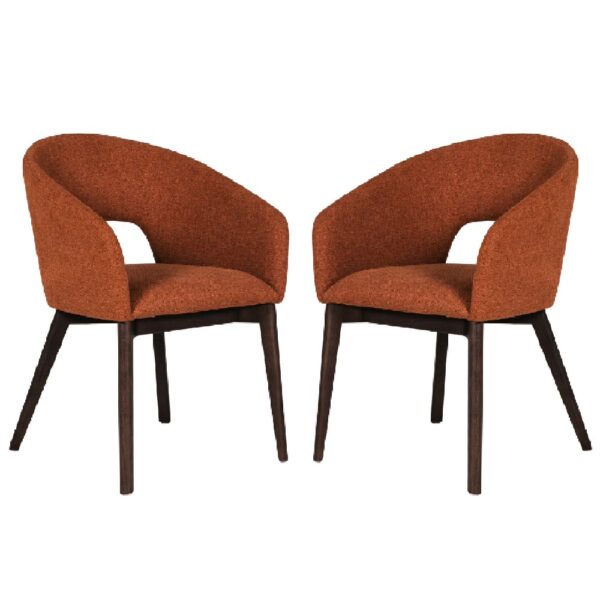 Adria Rust Fabric Dining Chair With Oak Legs In Pair