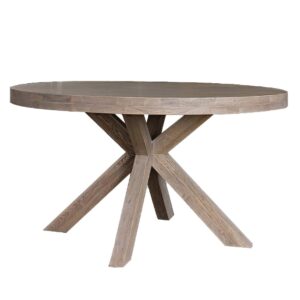 Fenwick Wooden Round Dining Table In Smoked Oak