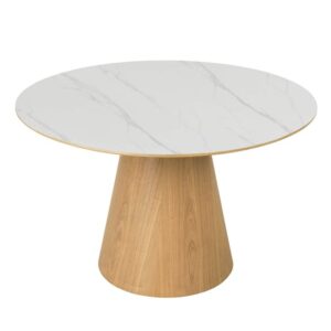 Irwin Ceramic Top Wooden Dining Table Round In Sand