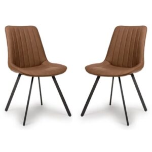 Macia Tan Faux Leather Dining Chairs In Pair