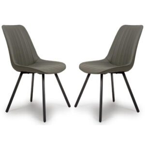 Macia Truffle Faux Leather Dining Chairs In Pair