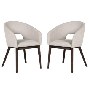 Adria Natural Fabric Dining Chair With Oak Legs In Pair