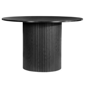 Avenel Fluted Wooden Dining Table Round In Black