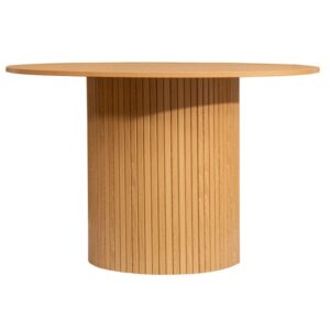 Avenel Fluted Wooden Dining Table Round In Oak