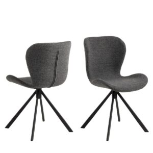 Bangor Grey Fabric Dining Chairs With Black Legs In Pair