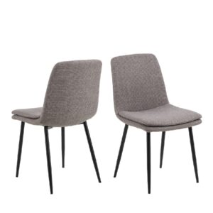 Belfast Light Brown Fabric Dining Chairs With Black Legs In Pair