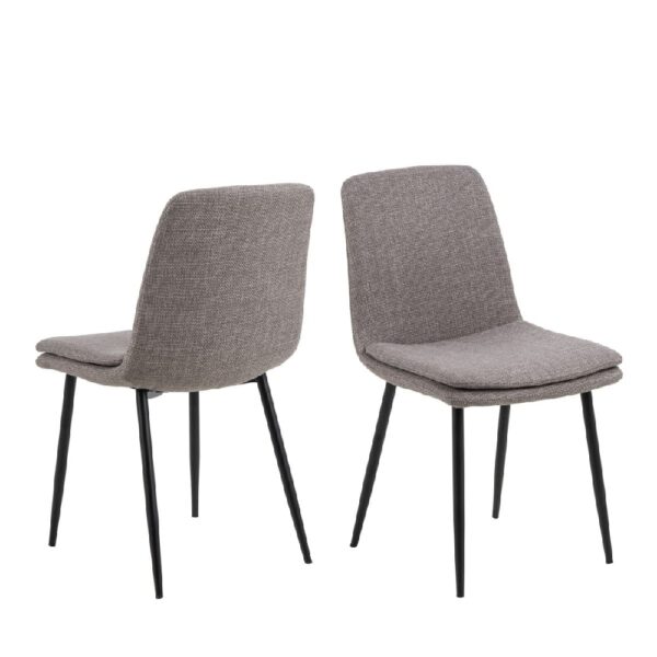 Belfast Light Brown Fabric Dining Chairs With Black Legs In Pair