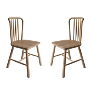 Burbank Oak Wood Dining Chairs In Pair