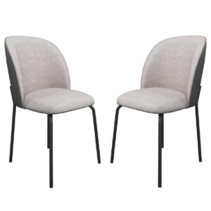 Cadillac Grey Fabric Dining Chairs With Leather Back In Pair