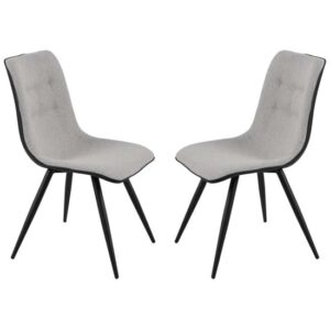 Chieti Grey Fabric Dining Chairs With Grey Legs In Pair