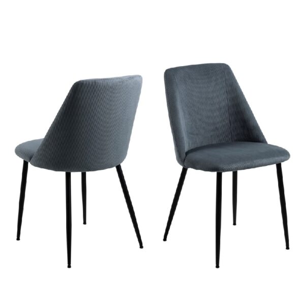 Indio Grey Fabric Dining Chairs With Black Legs In Pair