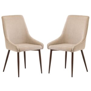 Jasper Ivory Fabric Dining Chairs With Wenge Legs In Pair