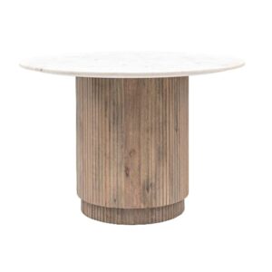 Madrid White Marble Top Round Dining Table In Grey Wash