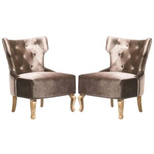 Narvel Beige Velvet Dining Chairs With Wooden Legs In Pair